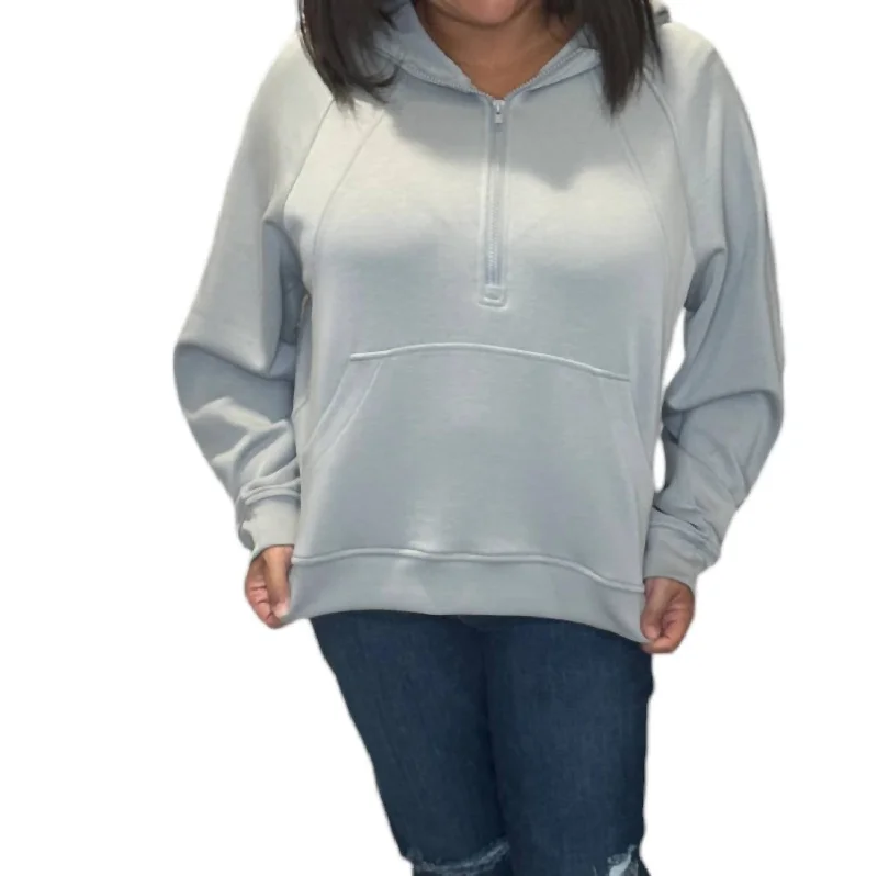 Scuba Half-Zip Hooded In Cloud Hoodie with Magnetic Closure Innovative Modern