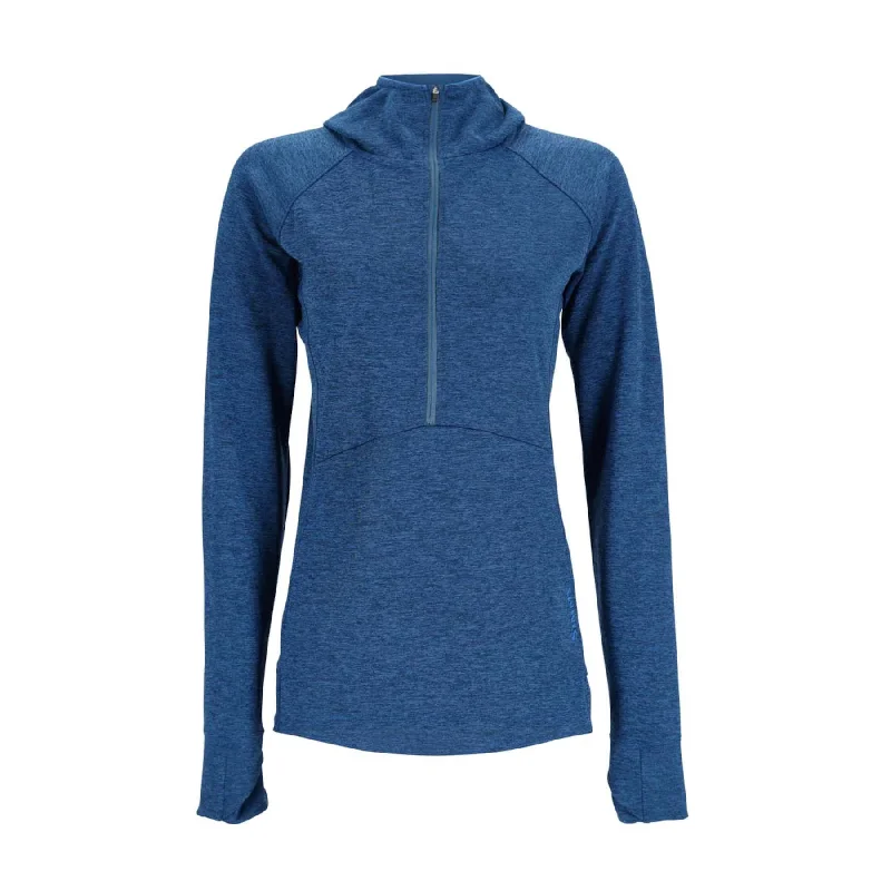 Simms Womens Bugstopper Hoody | Sapphire Heather Hoodie with Hem Raw Edge Edgy Unfinished