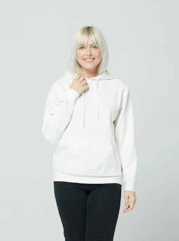 Unisex Hoodie - White Hoodie with Button Classic Timeless