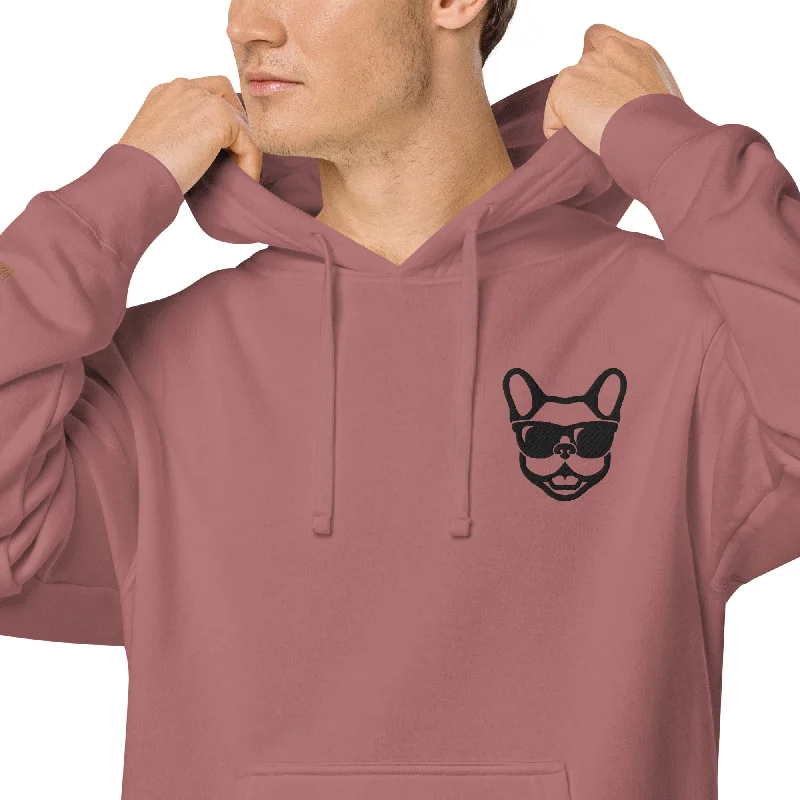 Dog Lovers Embroidered Design Unisex Pigment-Dyed Hoodie Hoodie with Batwing Sleeves Loose Dramatic