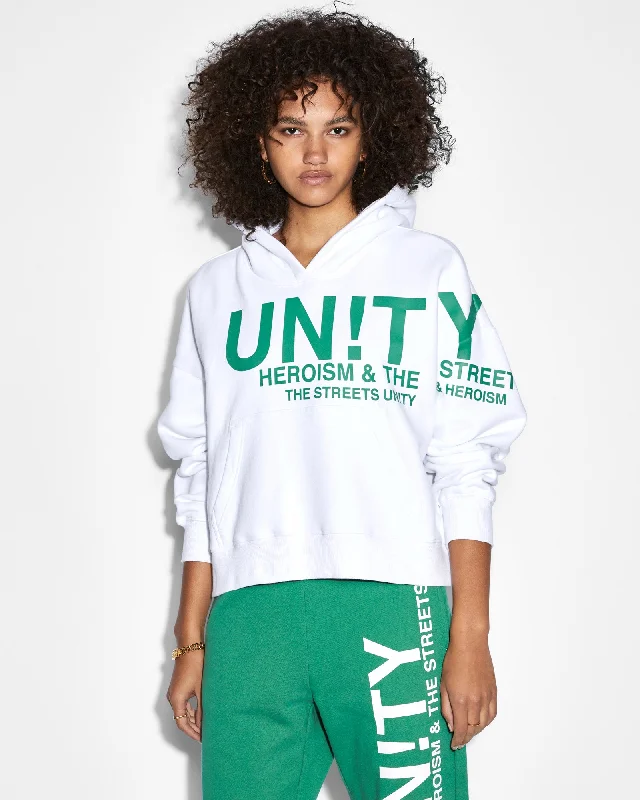 UNITY SLOUCH HOODIE WHITE Hoodie with Color Block Contrast Stylish