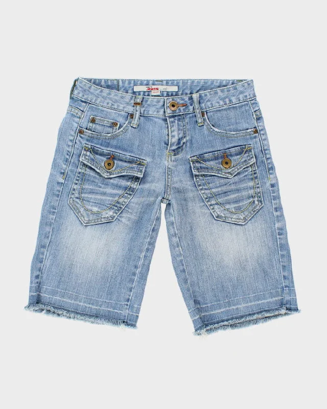 Vintage Y2K Multi Pocket Jean Shorts - W28 Fashionable Vintage Wash Jeans