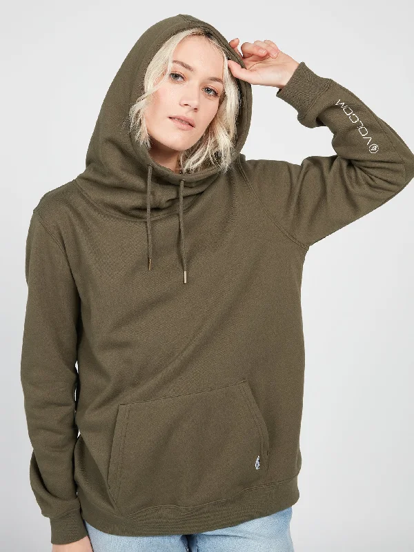 Walk It Out High Neck Hoodie - Dark Camo Hoodie with Mock Neck Collared Structured