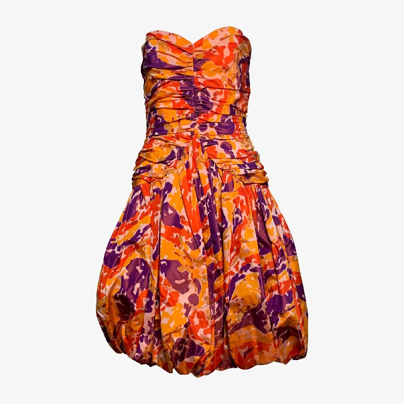 80s Bill Blass Purple & Orange Abstract Mini Dress Comfortable Linen Mini Dress