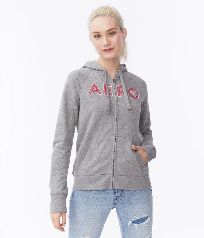 Aeropostale Chenille Aero 87 Full-Zip Hoodie Hoodie with Camouflage Military Edgy