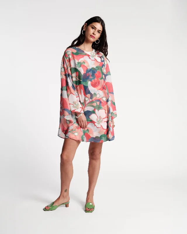 Bree Chiffon Mini Dress Dreamy Daisies Stylish Puff Sleeve Mini Dress
