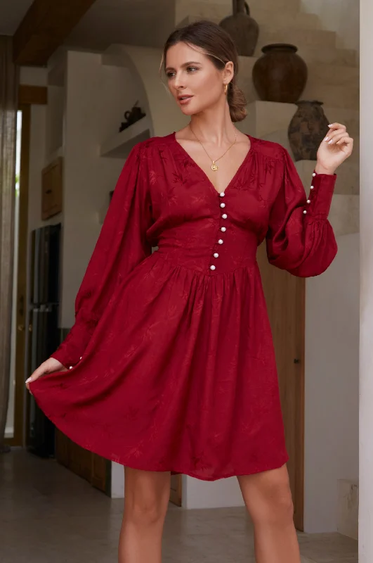 Daphne Floaty Long Sleeve Mini Dress (Sale) Cozy Ruched Mini Dress