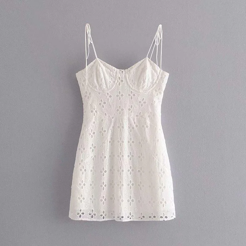 Daphne White Mini Dress Chic Halter Mini Dress