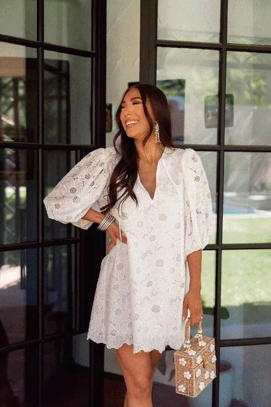 Deb Lace Mini Dress - Moon Flower Stylish Sweetheart Neck Mini Dress
