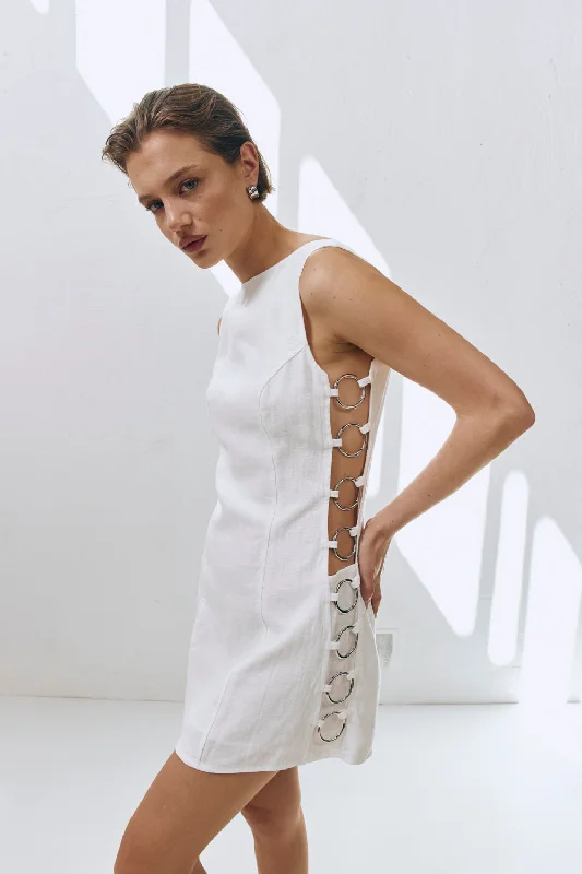 Discoteca Mini Dress White Trendy A-Line Mini Dress