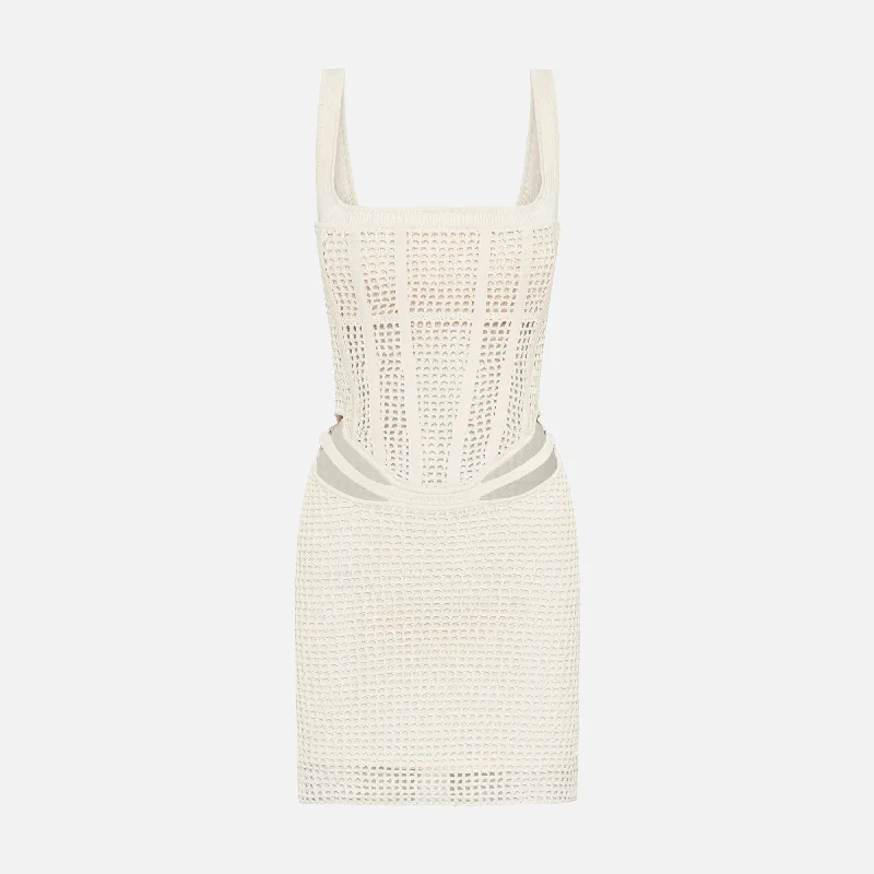 Dion Lee Crochet Suspend Corset Mini Dress - Ecru Elegant Silk Mini Dress