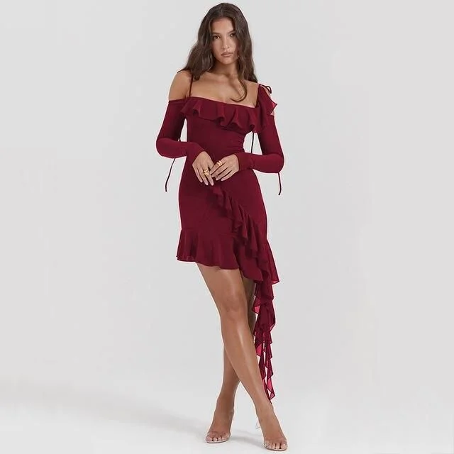 Elegant Spaghetti Strap Backless Ruffle Mini Dress for Women Stylish Button-Down Mini Dress Elegant Spaghetti Strap Backless Ruffle Mini Dress for Women Stylish Button-Down Mini Dress