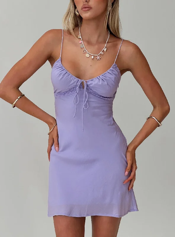 Emily Mini Dress Lilac Stylish Ruffle Mini Dress