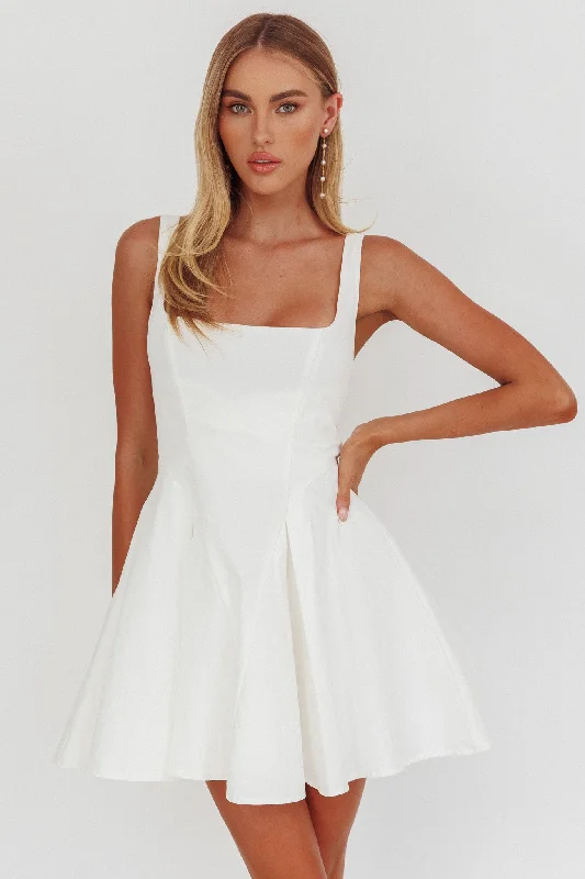 Get My Attention A-Line Mini Dress White Chic Tropical Mini Dress
