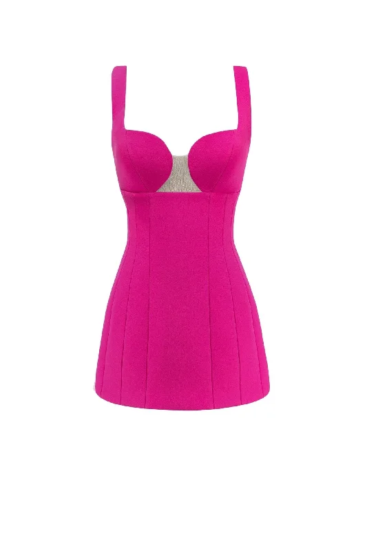 Glossy ultra mini dress in pink with cutouts Comfortable Boho Mini Dress