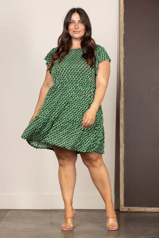 GREEN CHEVRON BUTTERFLY SLEEVES PLUS SIZE MINI DRESS D5106 Cozy Knit Mini Dress