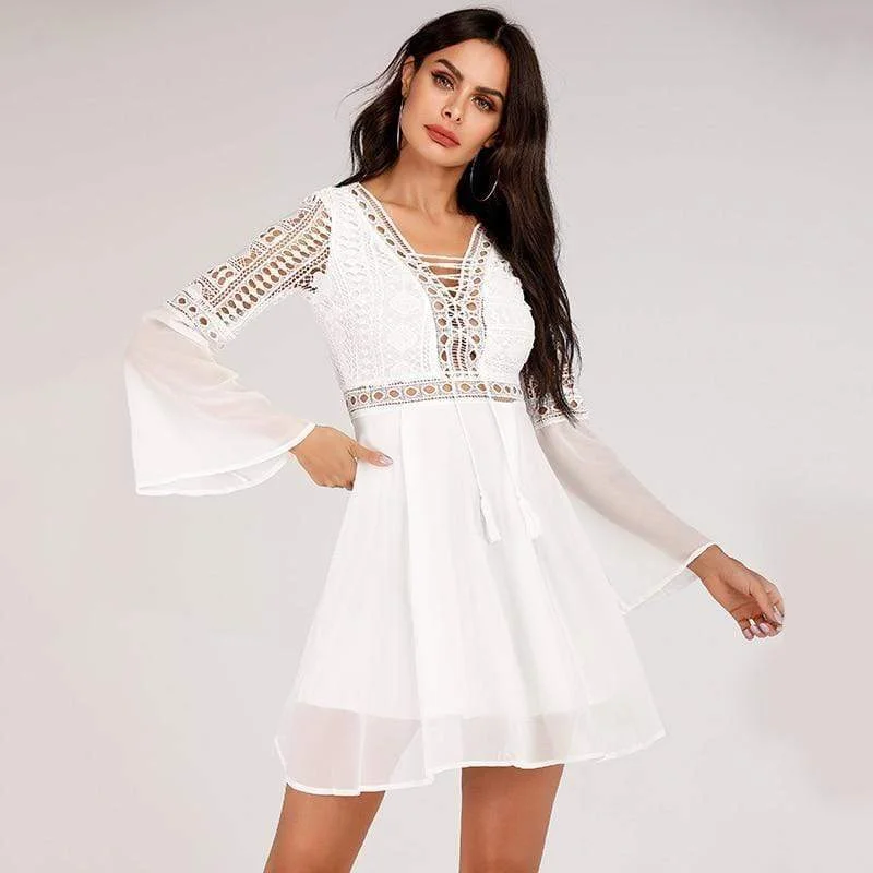Hermione Crochet Mini Dress Trendy Mesh Mini Dress