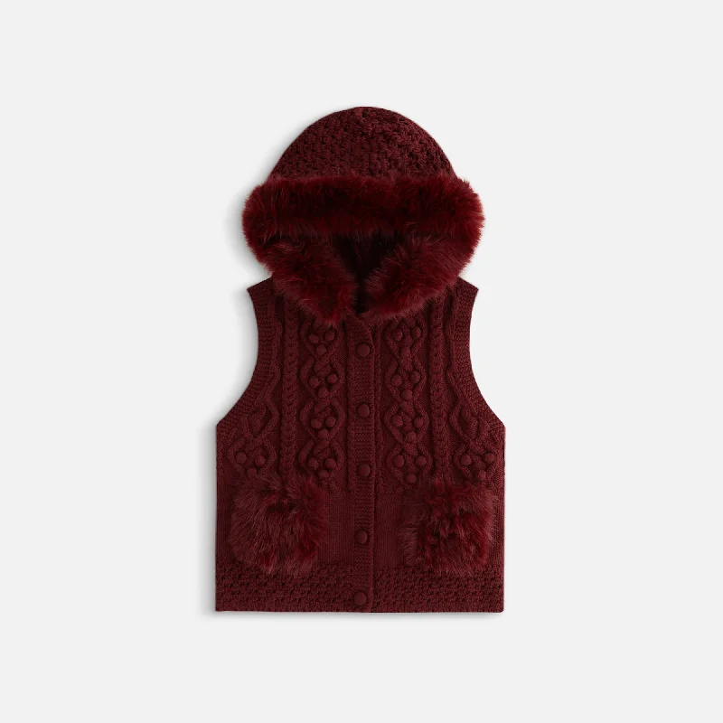 Kith Women Hartley Knit Fur Hooded Vest - Haut Hoodie with Crew Neck Simple Timeless