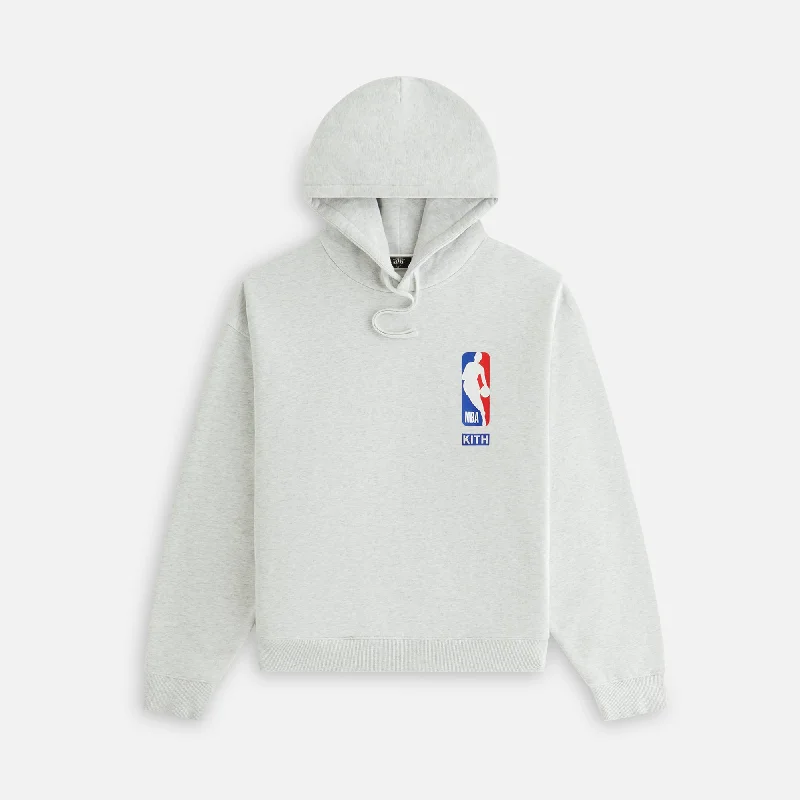 Kith Women for the New York Knicks Maverick Hoodie - Light Heather Grey Hoodie with Hem Raw Edge Edgy Unfinished