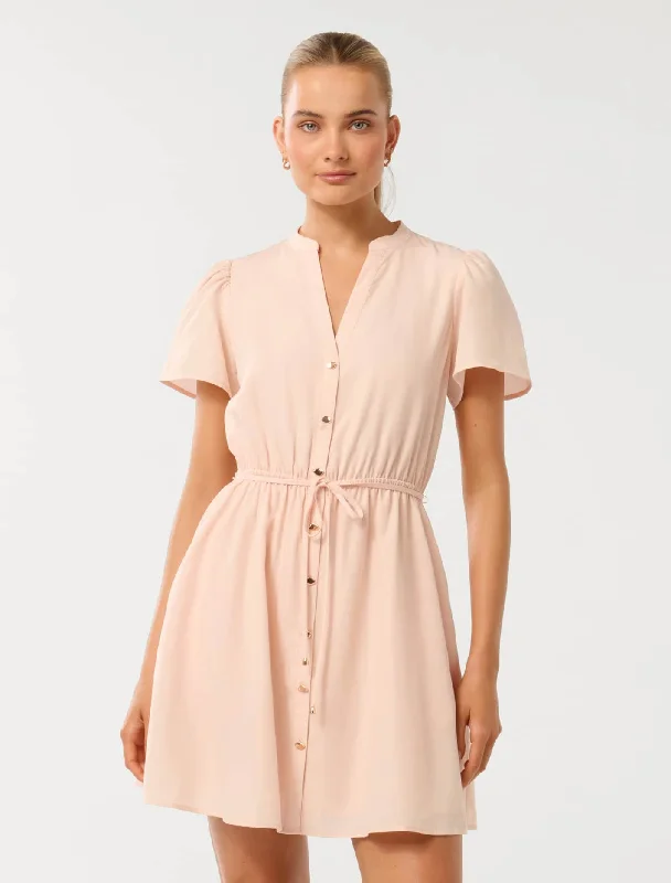 Logan Shirt Mini Dress Stylish Puff Sleeve Mini Dress