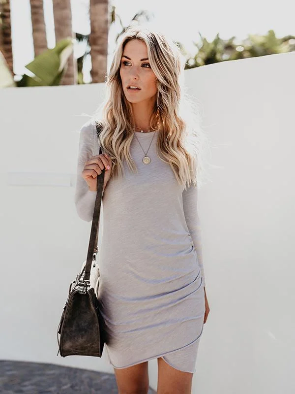 Long Sleeve Bodycon Mini Dress Fashionable Button-Front Mini Dress