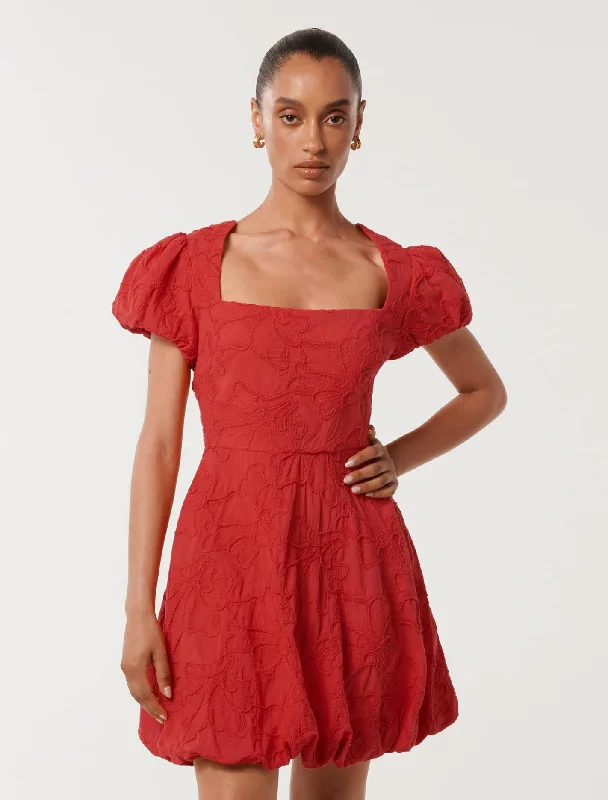 Maeve Petite Bubble Hem Broderie Mini Dress Fashionable Boho-Chic Mini Dress