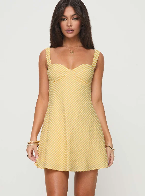 Mcbeath Mini Dress Yellow Trendy Wraparound Mini Dress
