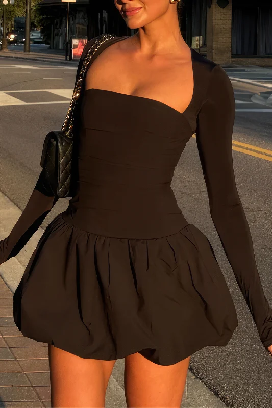 Backless Cut Out Square Neck Mini Dress Comfortable Off-Shoulder Mini Dress