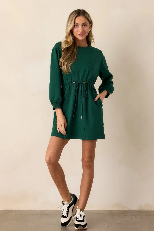Mossy Haven Green Long Sleeve Sweatshirt Mini Dress Elegant Tulle Mini Dress