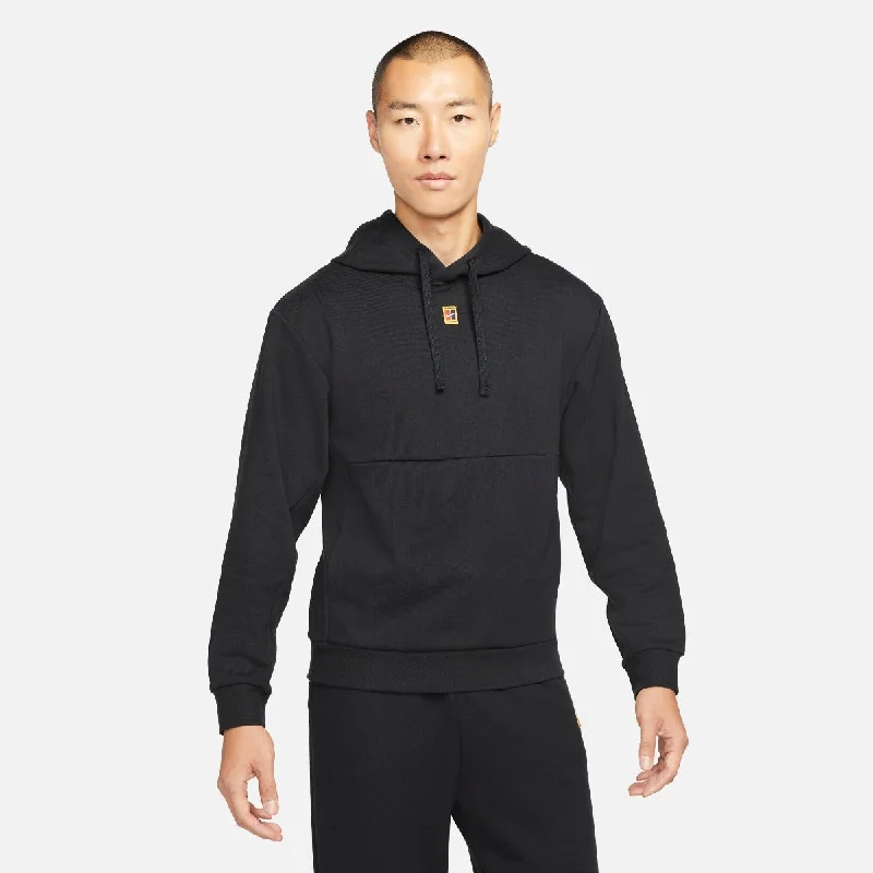 Nike Men's Fleece Heritage Tennis Hoodie (Black) Hoodie with Puffed Sleeves Voluminous Trendy