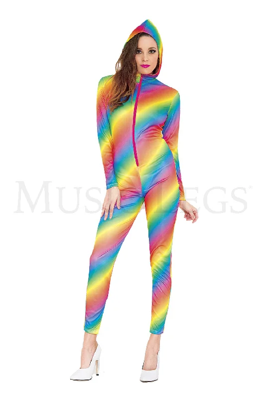 Rainbow Hooded Catsuit Hoodie with Earth Tones Natural Calm