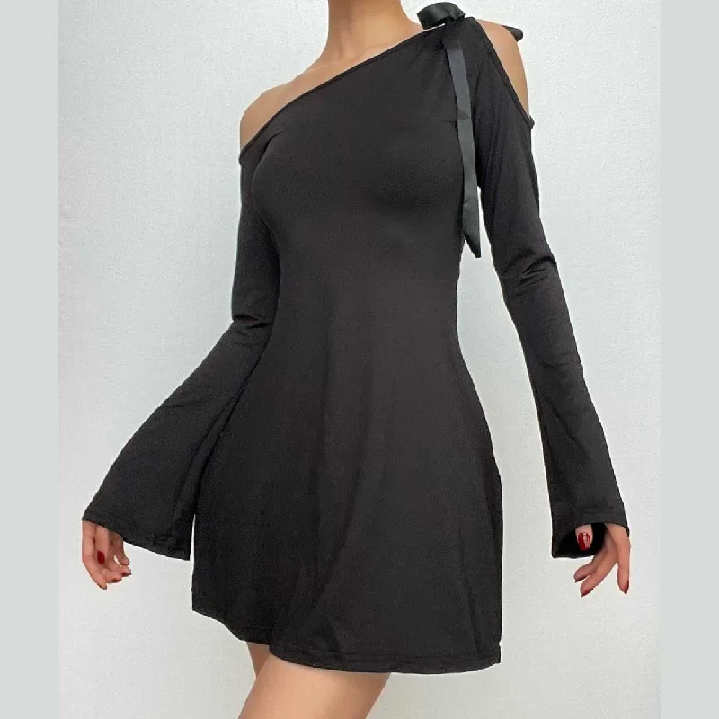 Self tie irregular one shoulder long sleeve solid mini dress Classic Floral Print Mini Dress Self tie irregular one shoulder long sleeve solid mini dress Classic Floral Print Mini Dress