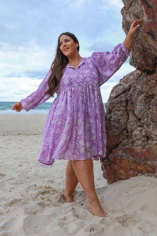 Smock Mini Dress in Lilac Stylish Spaghetti Strap Mini Dress