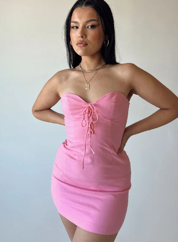 Starlette Mini Dress Pink Modern Satin Mini Dress
