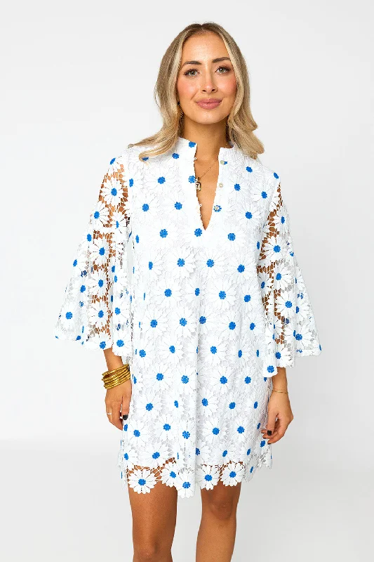 Wren Lace Mini Dress - Ultramarine Stylish Button-Down Mini Dress