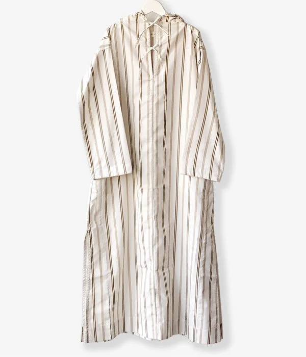 WRYHT/CONE HOODED MAXI TUNIC(NATURAL STRIPE/size1) Hoodie with Button Classic Timeless