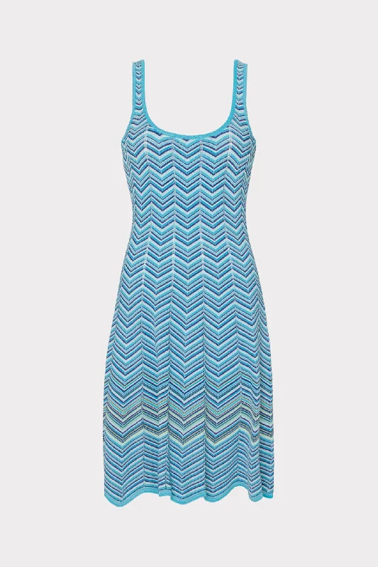 Zig Zag Flare Knit Mini Dress Stylish Plaid Mini Dress