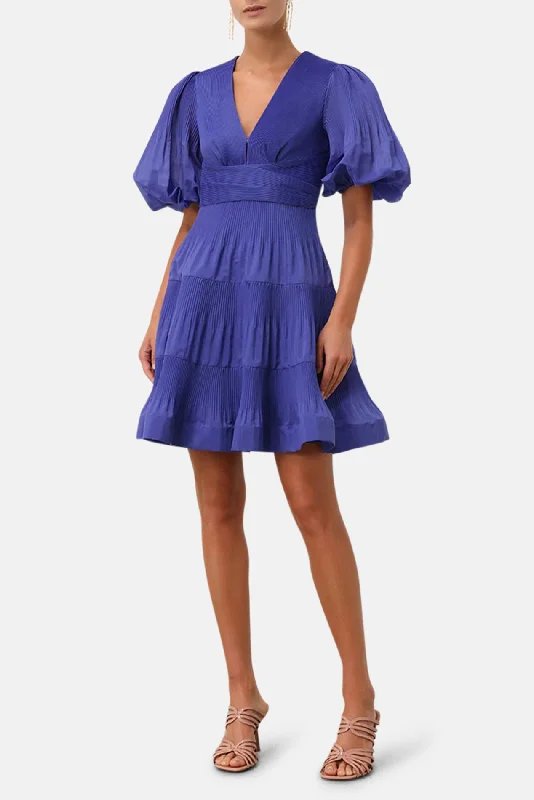 Pleated Mini Dress Lapis Trendy Bodycon Mini Dress