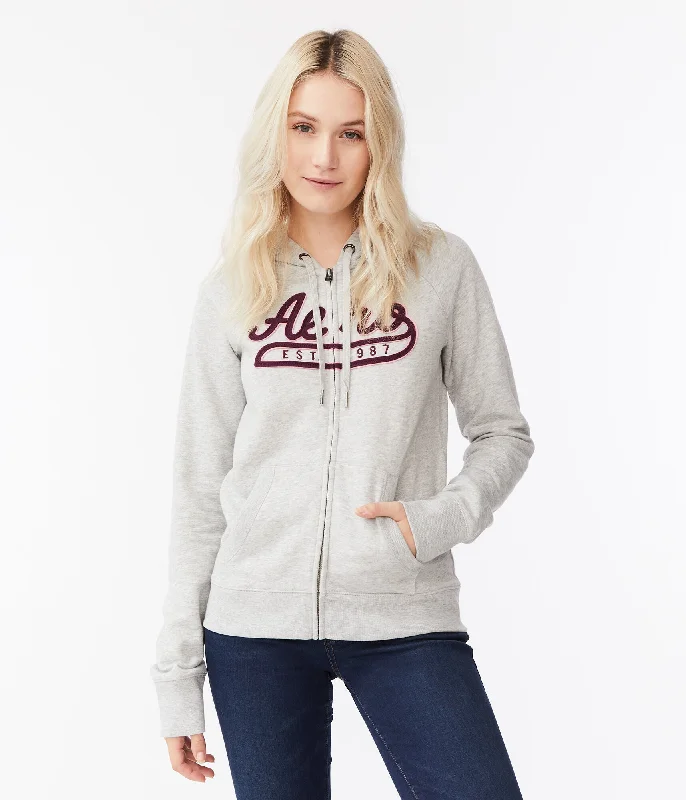 Aeropostale Aero Established 1987 Full-Zip Hoodie Hoodie with Hem Patch Decorative Personalized