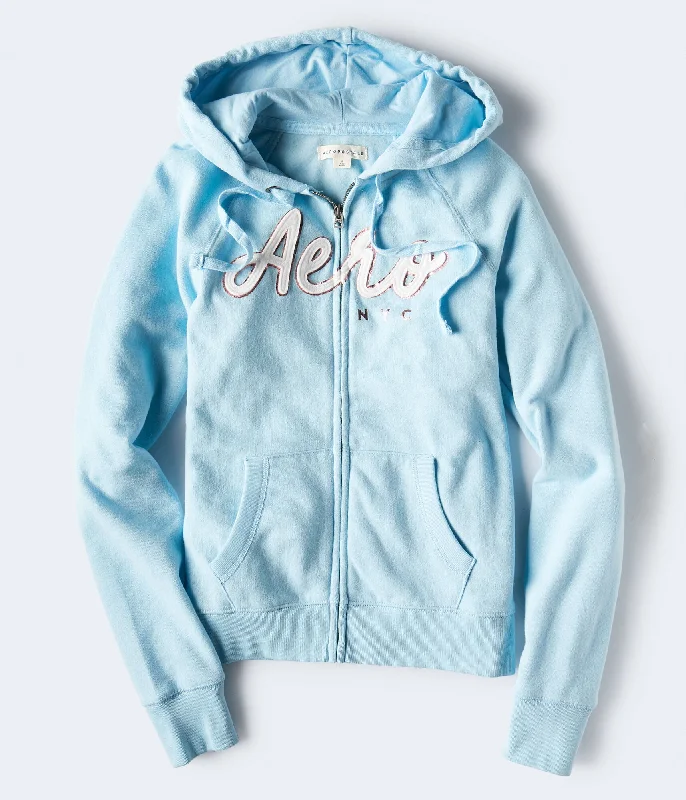 Aeropostale Aero NYC Foil Full-Zip Hoodie Graphic Hoodie Design Print