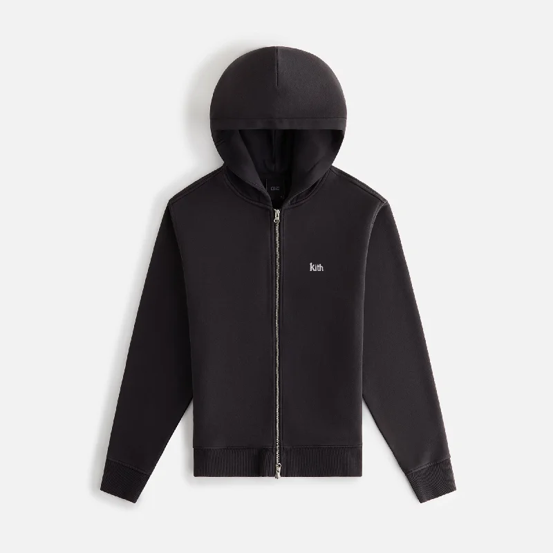 Kith Women Tanner Full Zip Hoodie - Black Hoodie with Toggle Buttons Decorative Unique