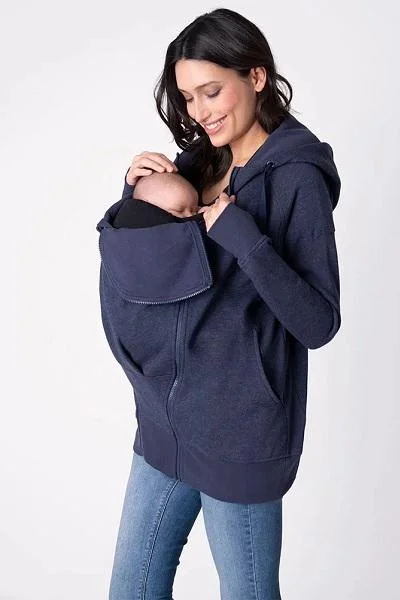 Seraphine Maternity & Nursing & Babywearing 3-in-1 Hoodie Navy Connor Hoodie with Hem Detail Decorative Unique