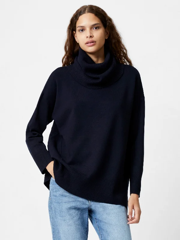 Babysoft Ribbed Cowl Neck Jumper Mesh Blend Leather Blend Suede Blend