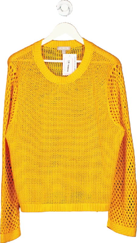 J.Crew Yellow Open Knit Jumper UK L Anti-Pilling Anti-Shrink Durable