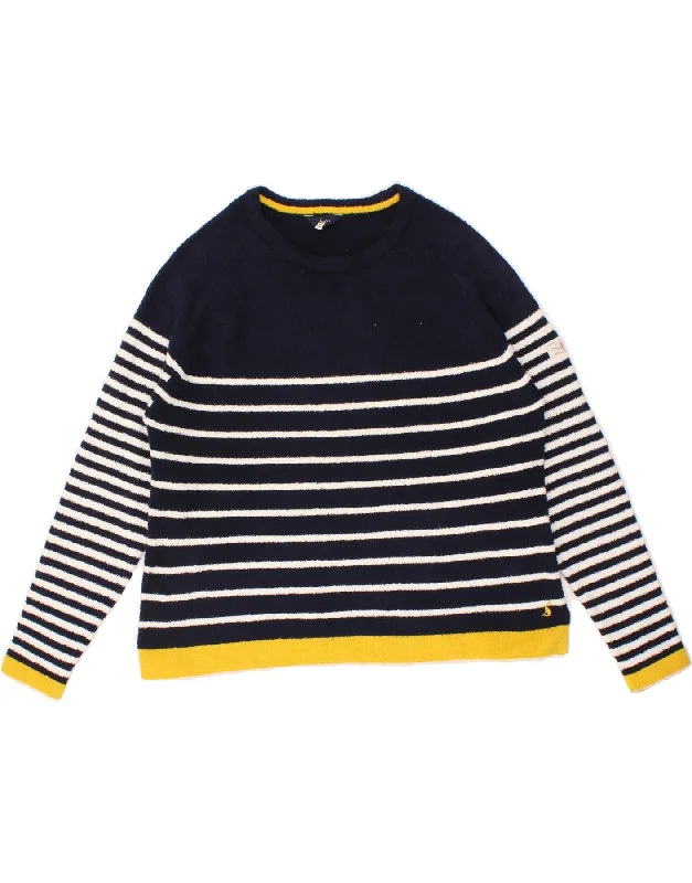 JOULES Womens Fleece Jumper UK 18 XL Navy Blue Striped Polyester Thin Thick Dense