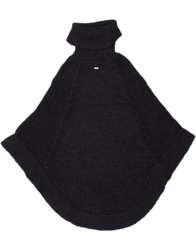 JOULES Womens Poncho Jumper UK 14 Medium Navy Blue Acrylic Plaid Sweater Polka Dot Checkered