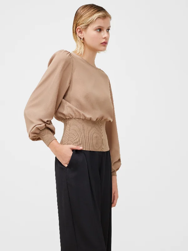 Krista Knit Slash Neck Jumper Silk Blend Satin Velvet