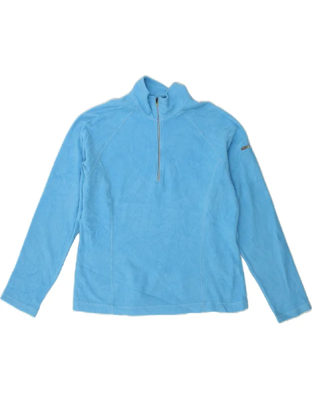 L.L.BEAN Womens Zip Neck Fleece Jumper UK 14 Medium Blue Polyester Spandex Blend Rayon Blend Denim Blend