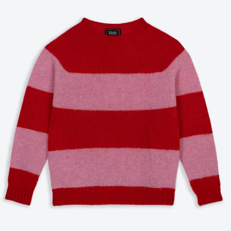 Brushed Stripe Red/Pink Jumper Knit Fabric Woven Fabric Fleece Fabric