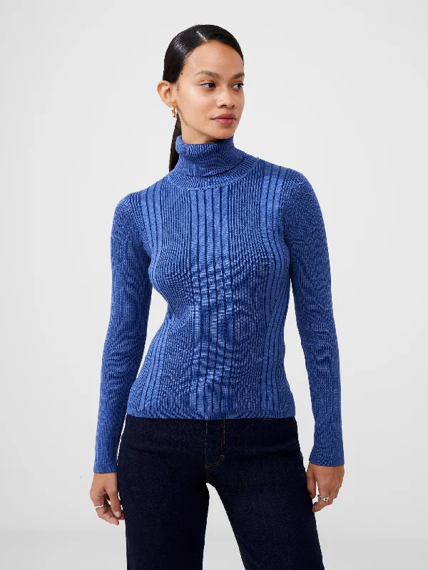 Mari Knit Roll Neck Jumper Ribbed Striped Patterned